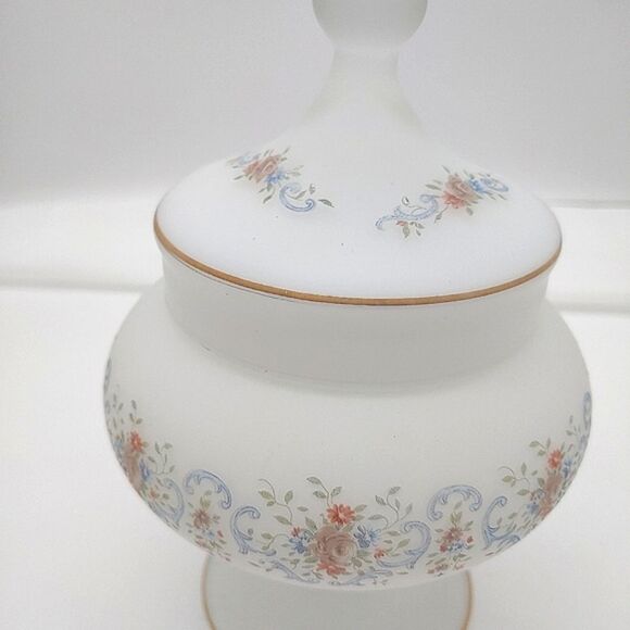 Vintage floral Italian glass jar - Picture 3 of 6